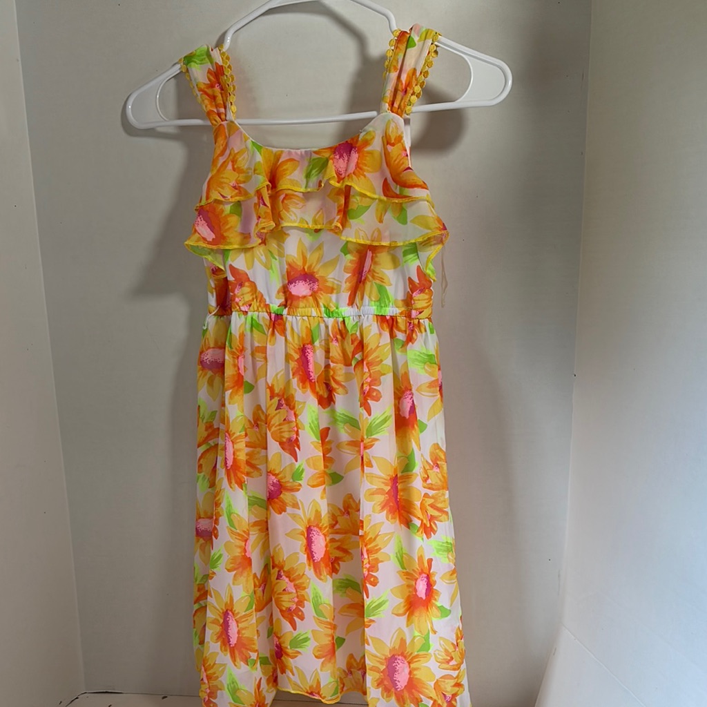 Pogo Club Of NY Girls Sleeveless Sunflower Dress Size 1012 Medium